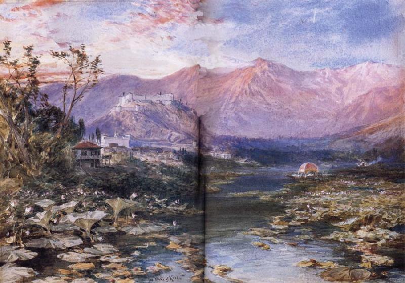 William Simpson The Lake of Kashmir at Shrinagar